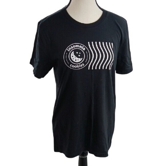 Insomnia Cookies T Shirt Bella + Canvas Unisex M Black Graphic Logo Employee - Picture 1 of 6